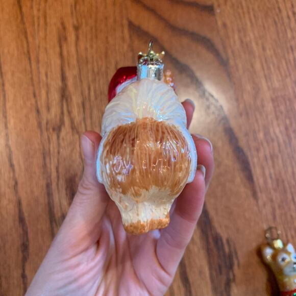 Kurt Adler Noble Gems Pomeranian Glass Christmas Ornament | 3.5" L x 3" H - Picture 4 of 5